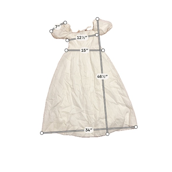 Reformation White Puff Sleeve Cottagecore Midi Dress Size S - Picture 4 of 5